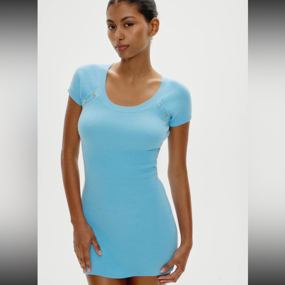Frankie's Bikinis Light Blue Short Sleeve Dress